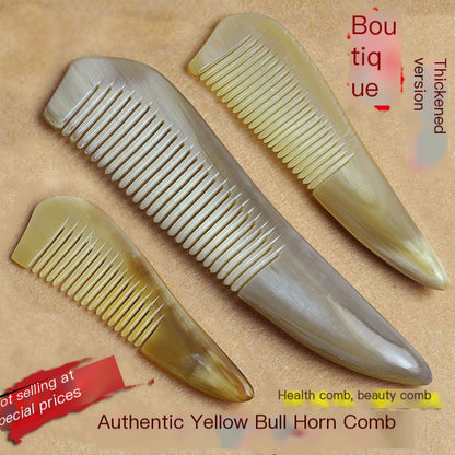 Thick Natural Horn Hair Comb with Massage Head