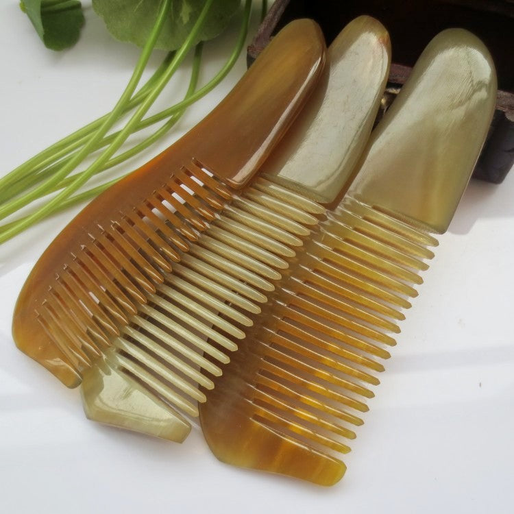 Thick Natural Horn Hair Comb with Massage Head