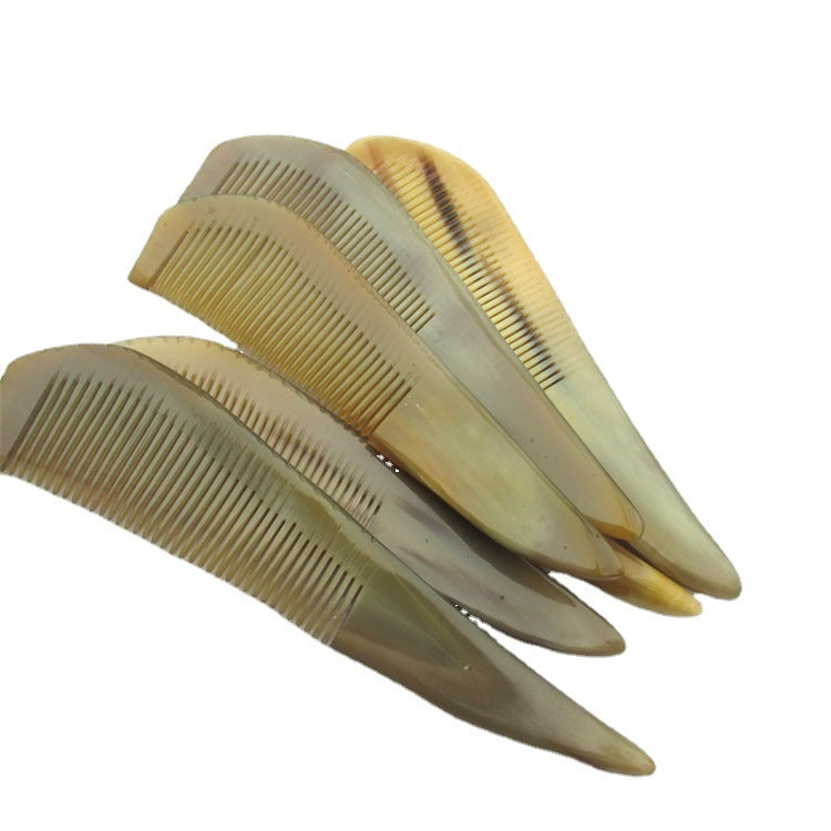 Thick Natural Horn Hair Comb with Massage Head